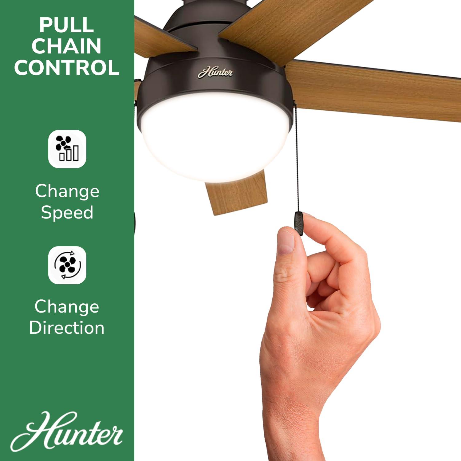 46" Anslee 5 - Blade LED Flush Mount Ceiling Fan with Pull Chain and Light Kit Included