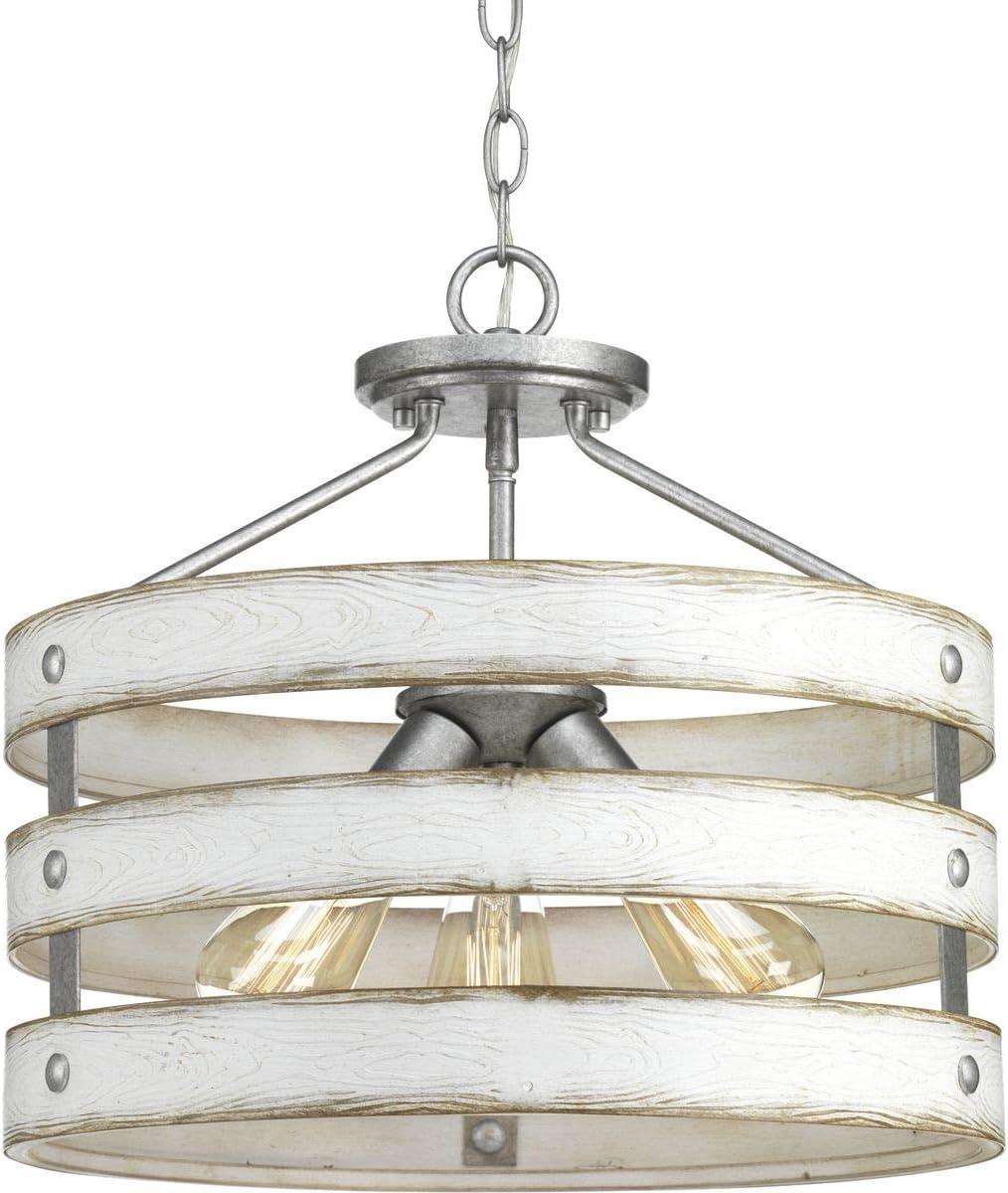 Progress Lighting Gulliver 3-Light Semi-Flush Convertible Ceiling Light, Galvanized Finish, Open Design