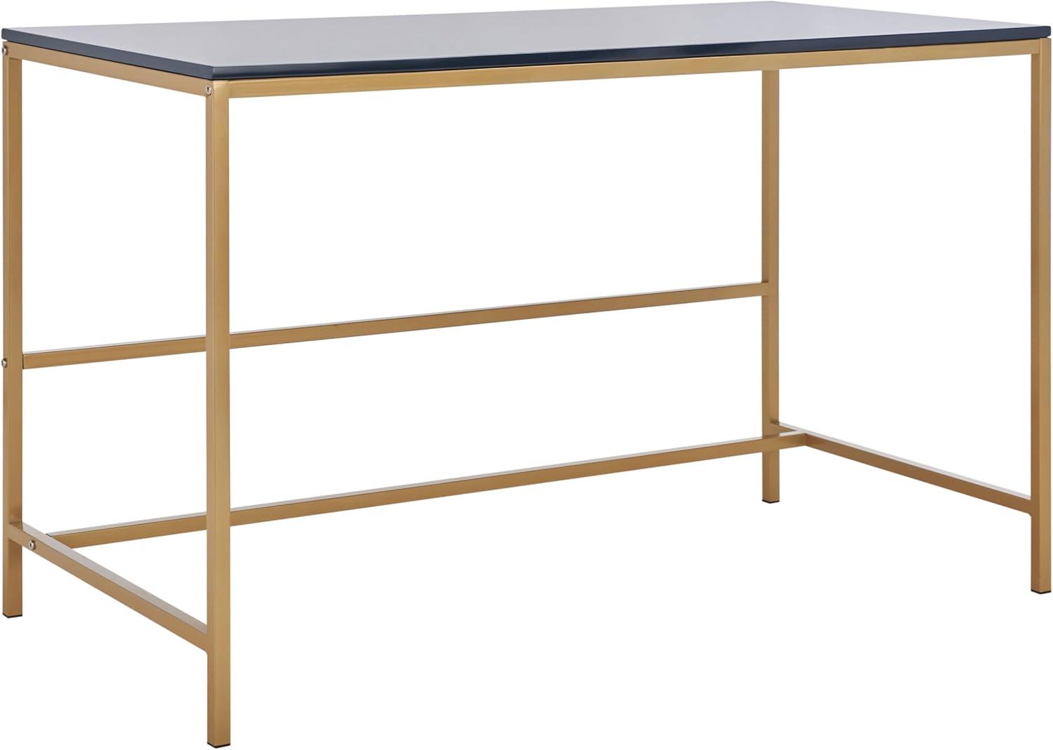 SAFAVIEH Nova Scandinavian Navy/Gold Wood Writing Desk (47.3 in. W x 23.6 in. D x 29.5 in. H)