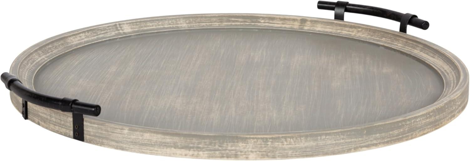 Kate and Laurel Bruillet Farmhouse Wood Round Ottoman Tray, 24 x 22, Rustic Brown, Circle Coffee Table Tray for Living Room Decor or Large Serving Tray