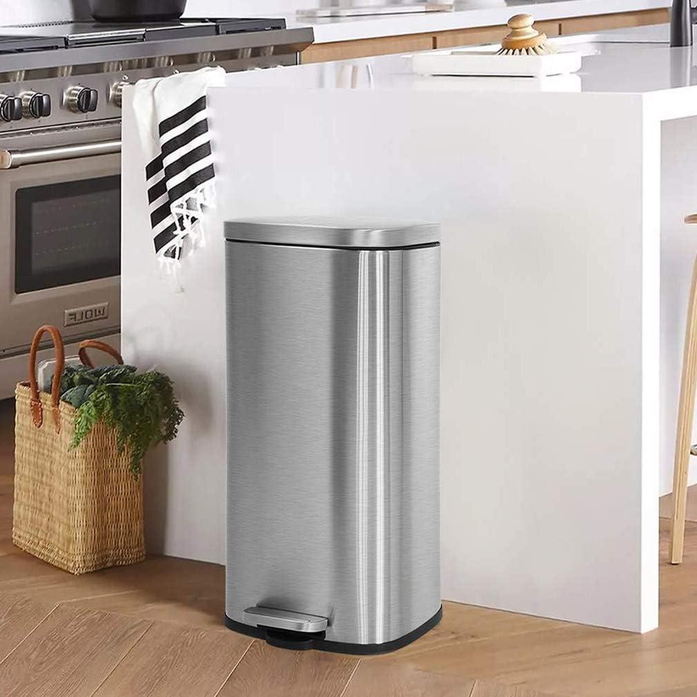 8 Gallon Brushed Stainless Steel Step-On Trash Can