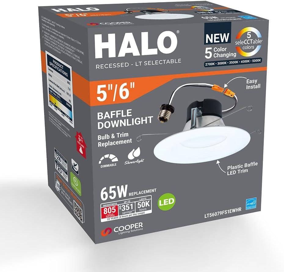 Halo Matte White 5-6 in. W Plastic LED Retrofit Recessed Lighting 6.97 W