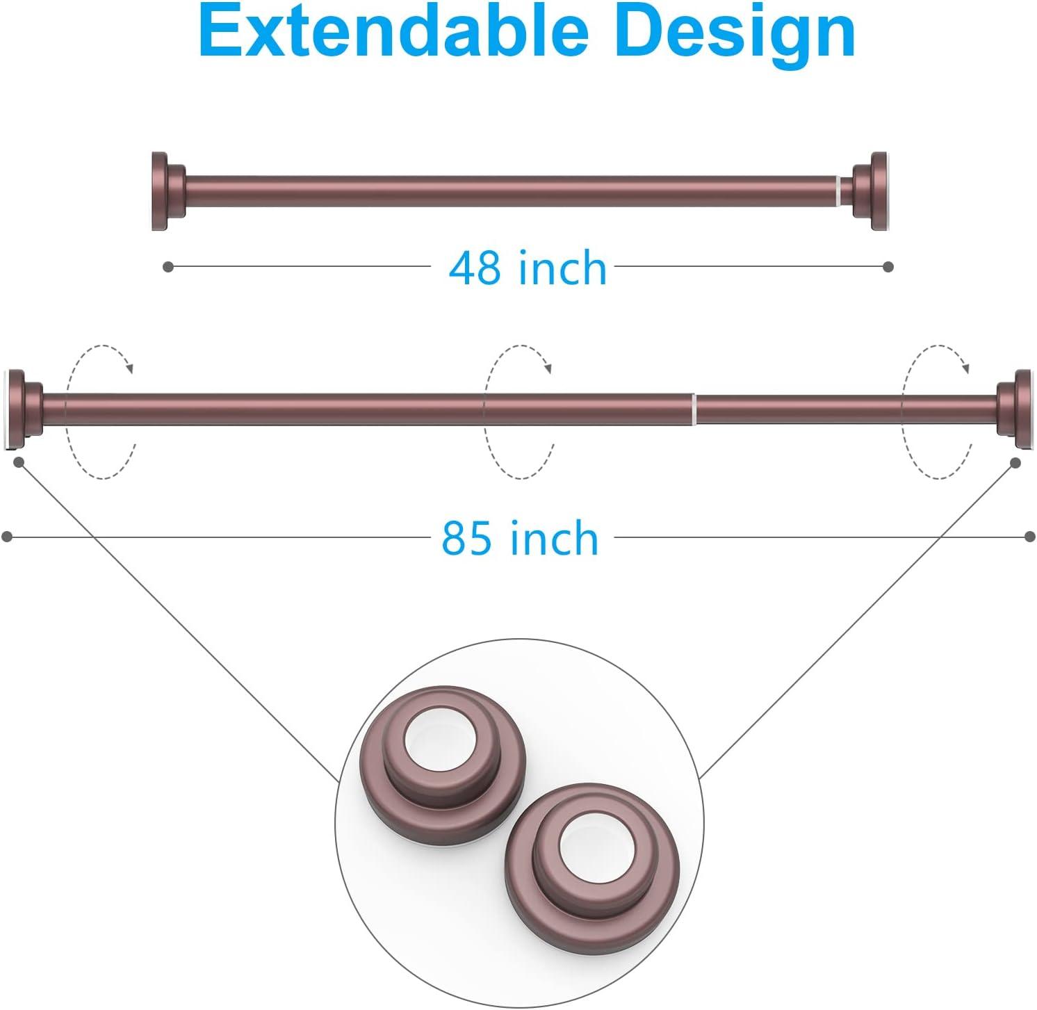 Brown Adjustable Stainless Steel Tension Shower Curtain Rod