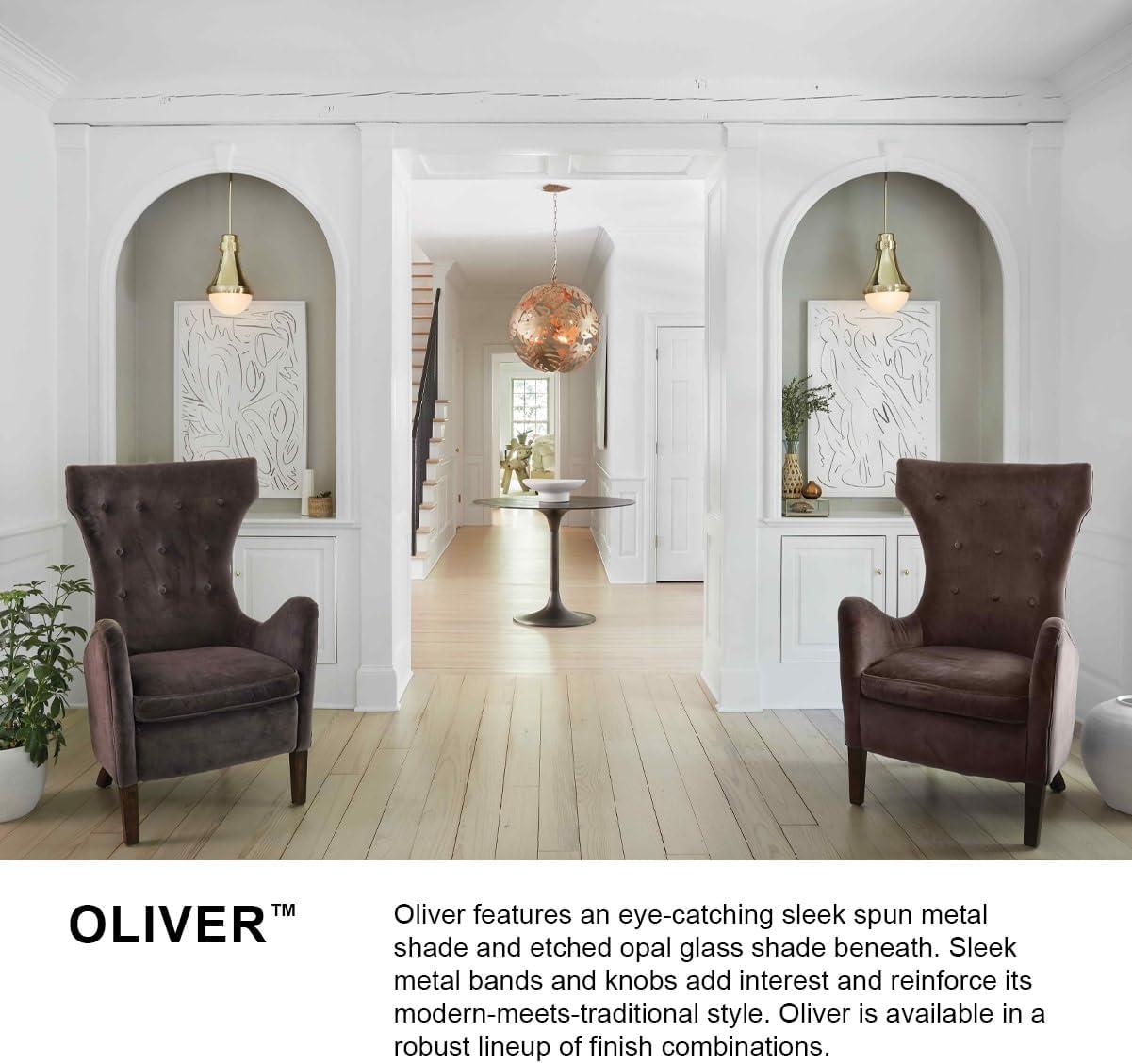 Oliver Single Light Teardrop Pendant with Etched Opal Glass Shade