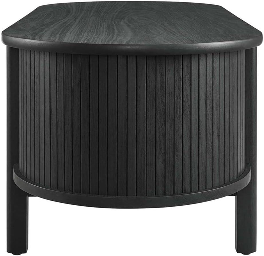 Cadence Black Oval Wood Coffee Table with Storage