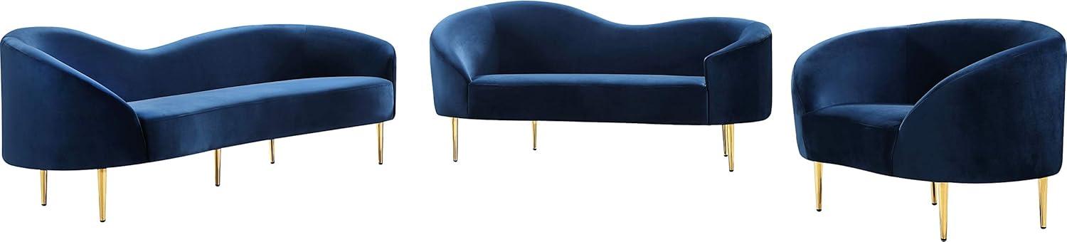 Meridian Furniture Ritz Velvet Accent Chair in Navy and Gold