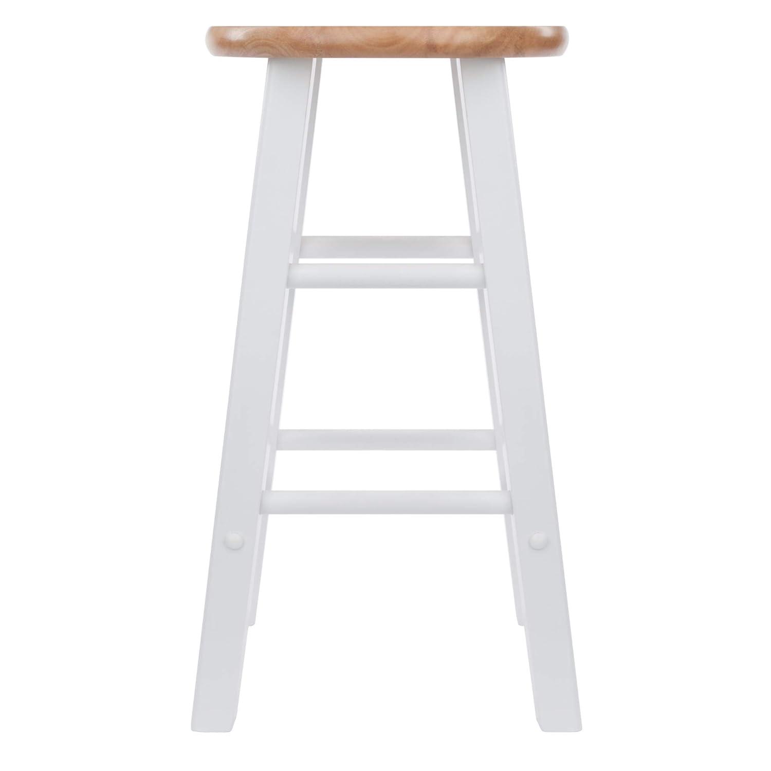 2pc 24" Element Counter Height Barstools White - Winsome: Solid Wood, Round Seat, 220lbs Capacity