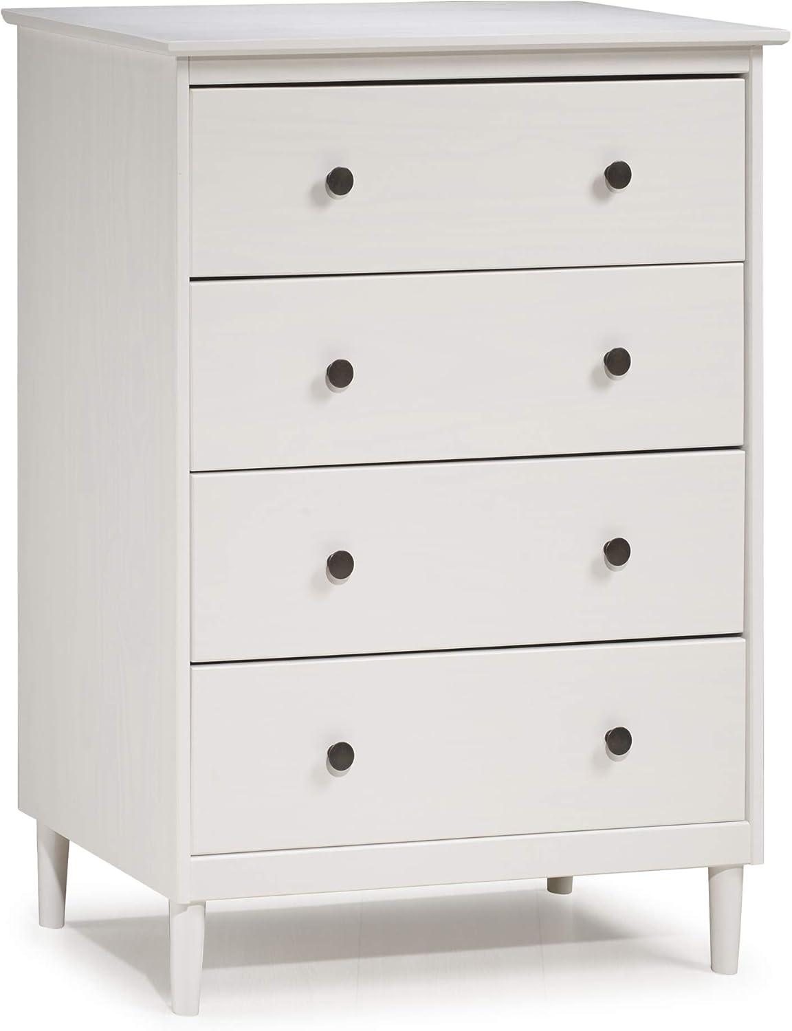 Walker Edison Traditional Solid Wood 4 Drawer Dresser in White