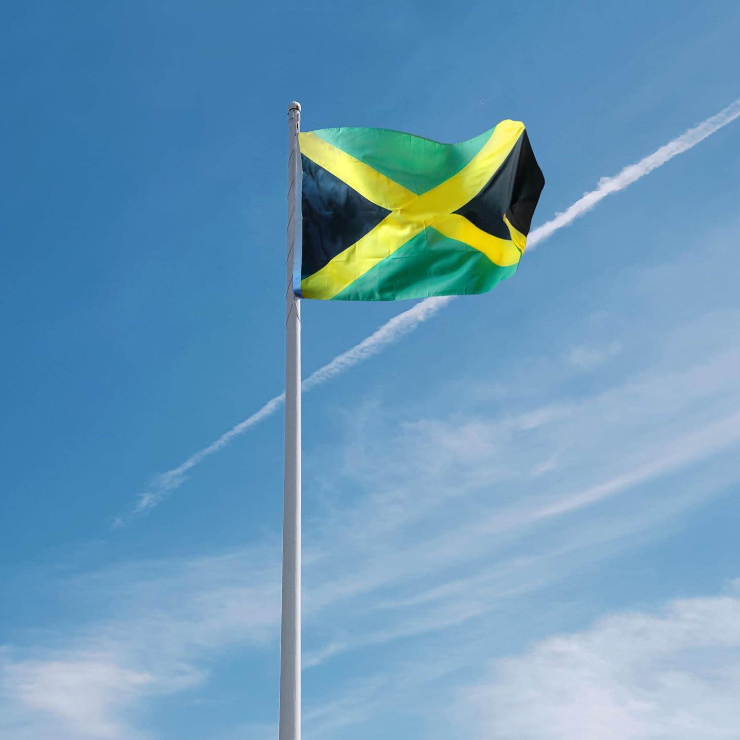 Anley 3x5 Ft Heavy Duty Nylon Jamaica Flag - Embroidered and Sewn Stripes - Jamaican National Banner Flags