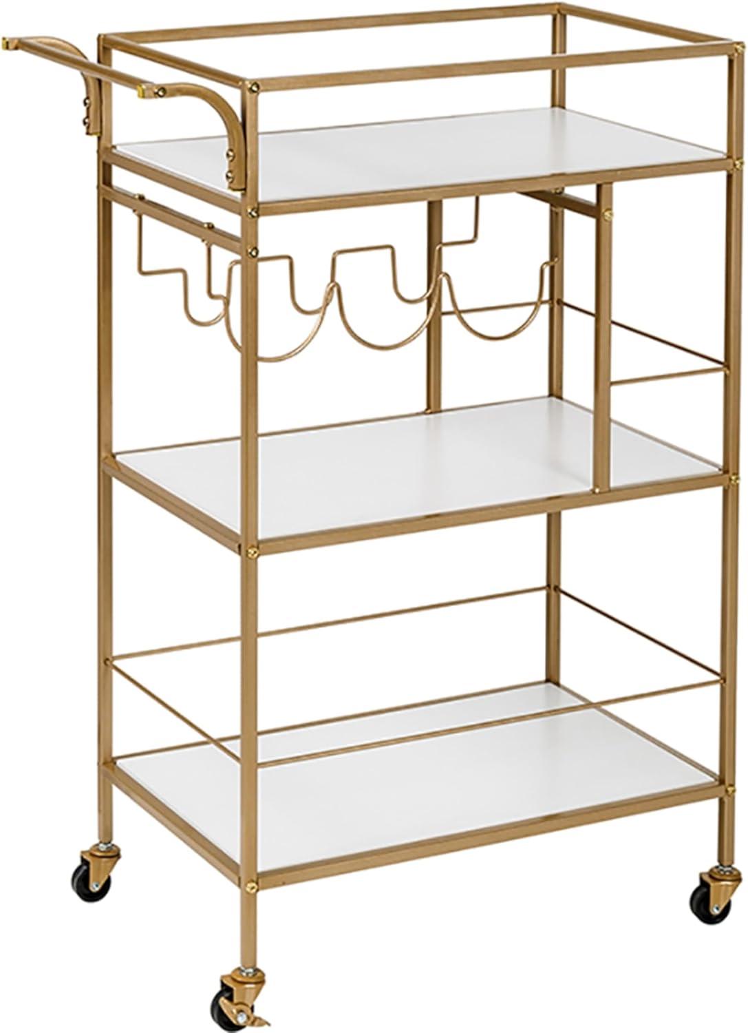 Honey-Can-Do 3 Tier Bar Cart Gold/White