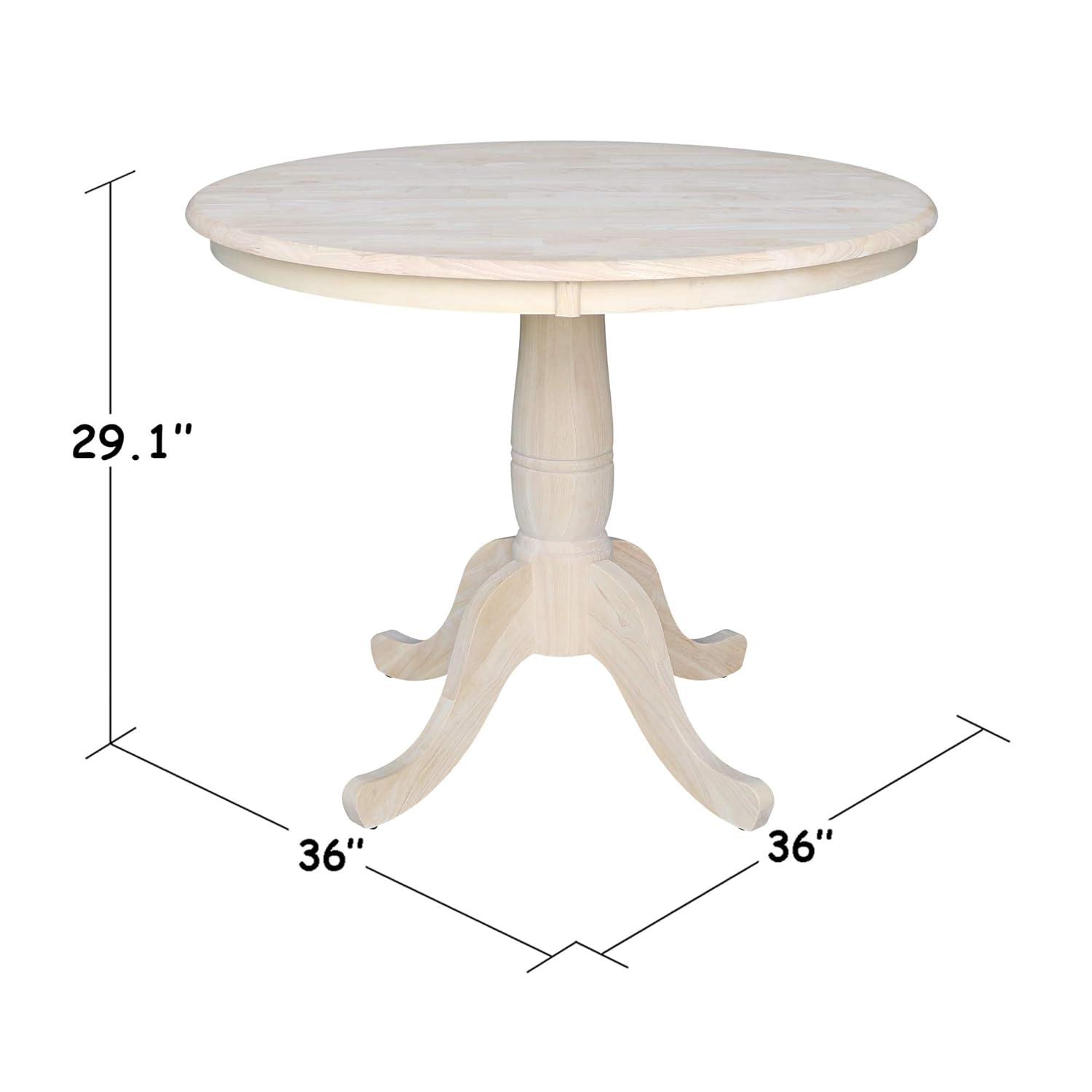 36" Round Top Pedestal Dining Table Unfinished - International Concepts