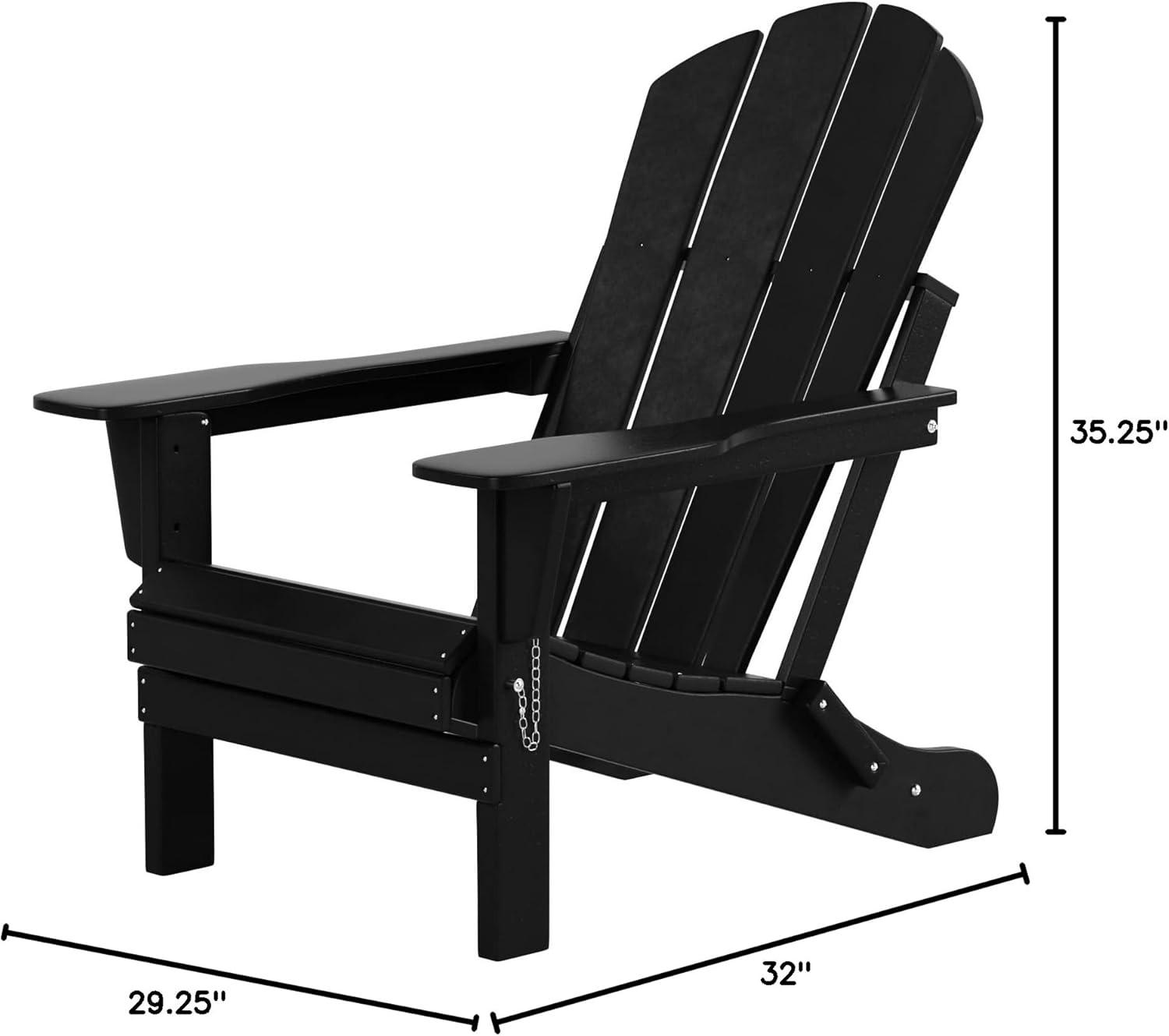 Westin Outdoor Braxton Folding Plastic Adirondack Chair - Black (Set of 2)