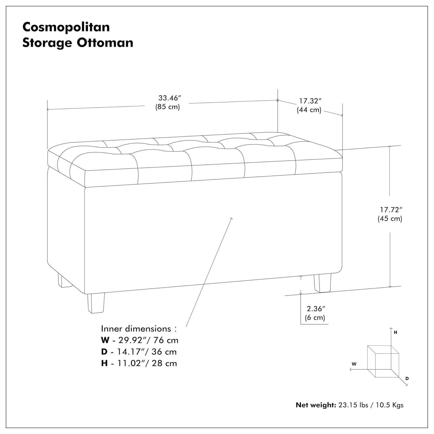 Simpli Home Cosmopolitan Faux Leather Ottoman