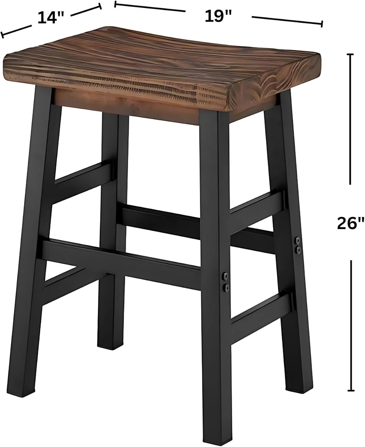 26" Pomona Reclaimed Wood Counter Height Barstool with Metal Legs Brown - Alaterre Furniture