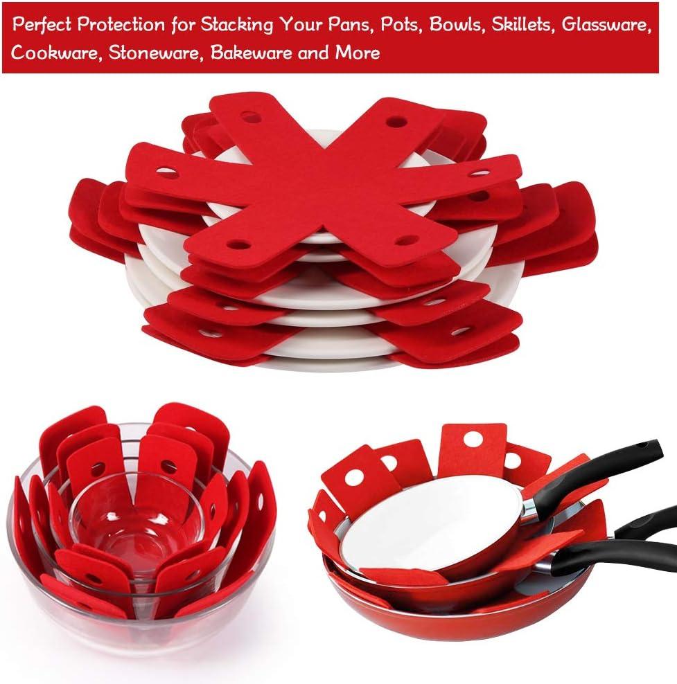 Set of 12 Red Polyester Felt Pan Protectors