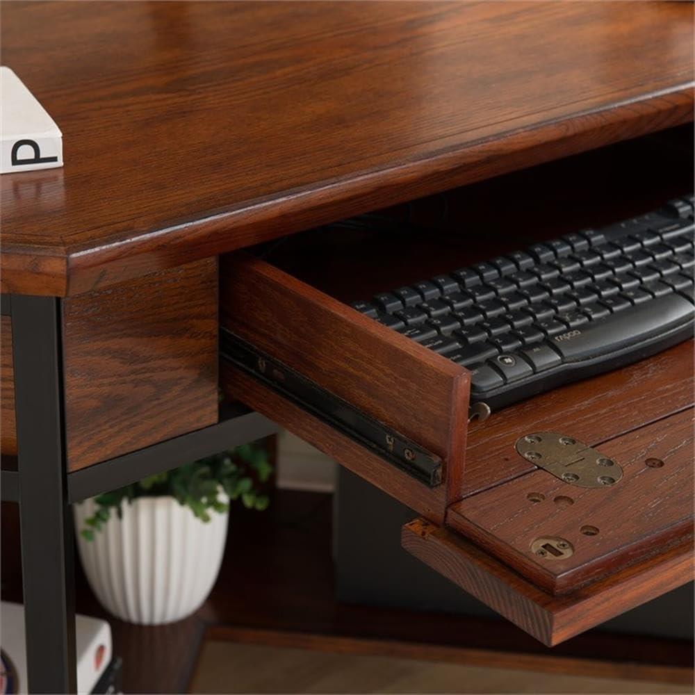 Leick Ironcraft Corner Computer Desk in Mission Oak