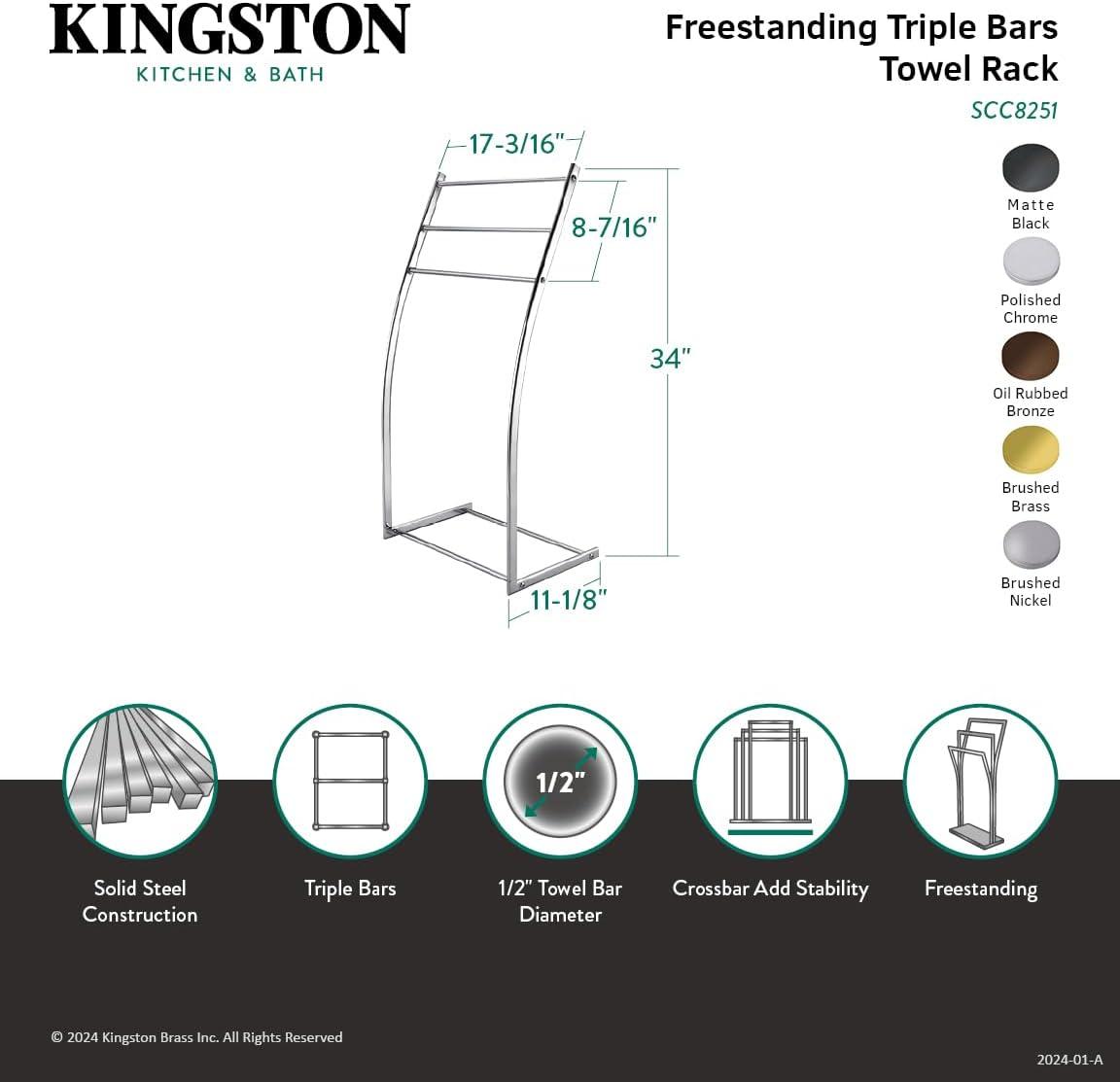 Oil Rubbed Bronze Freestanding 3-Bar Towel Rack