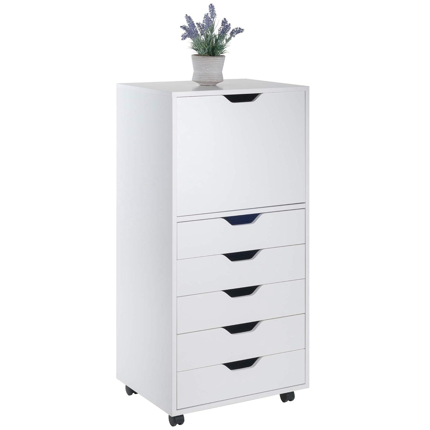 Halifax 5 Drawer Cabinet White - Winsome: Wood Composite Office Furniture, Printer Stand with Storage