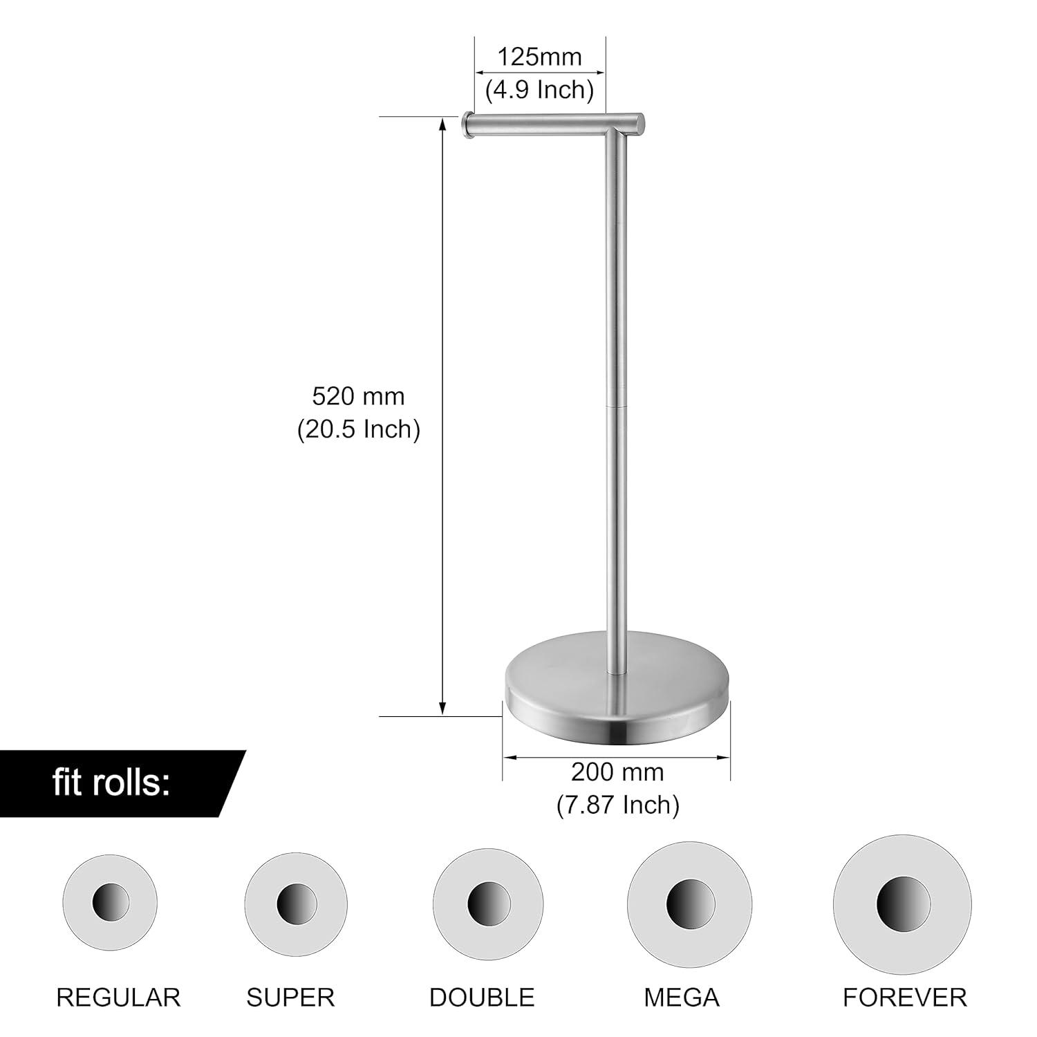 BGL Freestanding Toilet Paper Holder - Brushed Nickel, Reserve Storage for Paper Rolls