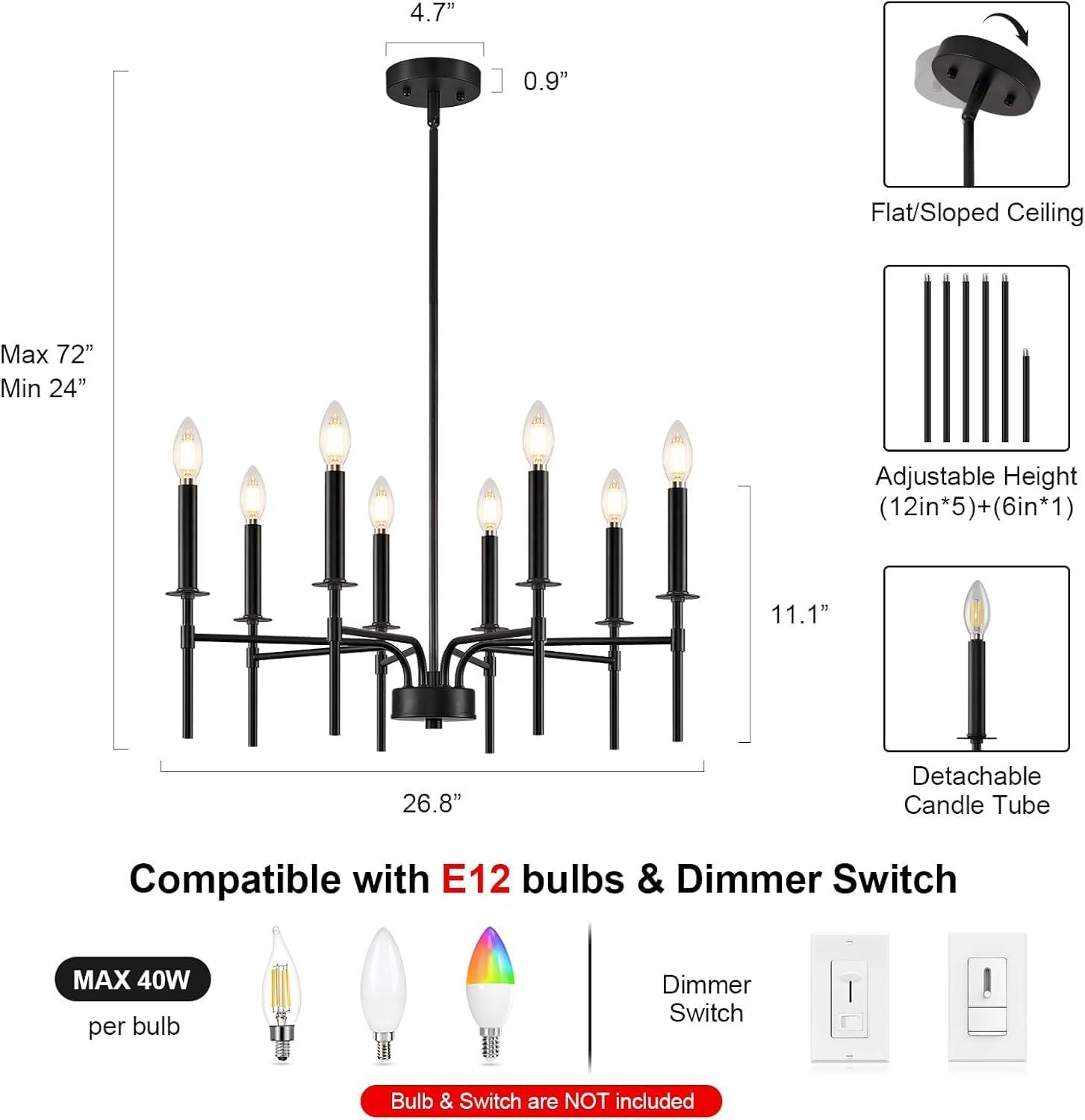 Trudeau 8-Light Modern Dining Room Candle Chandelier Light Fixture