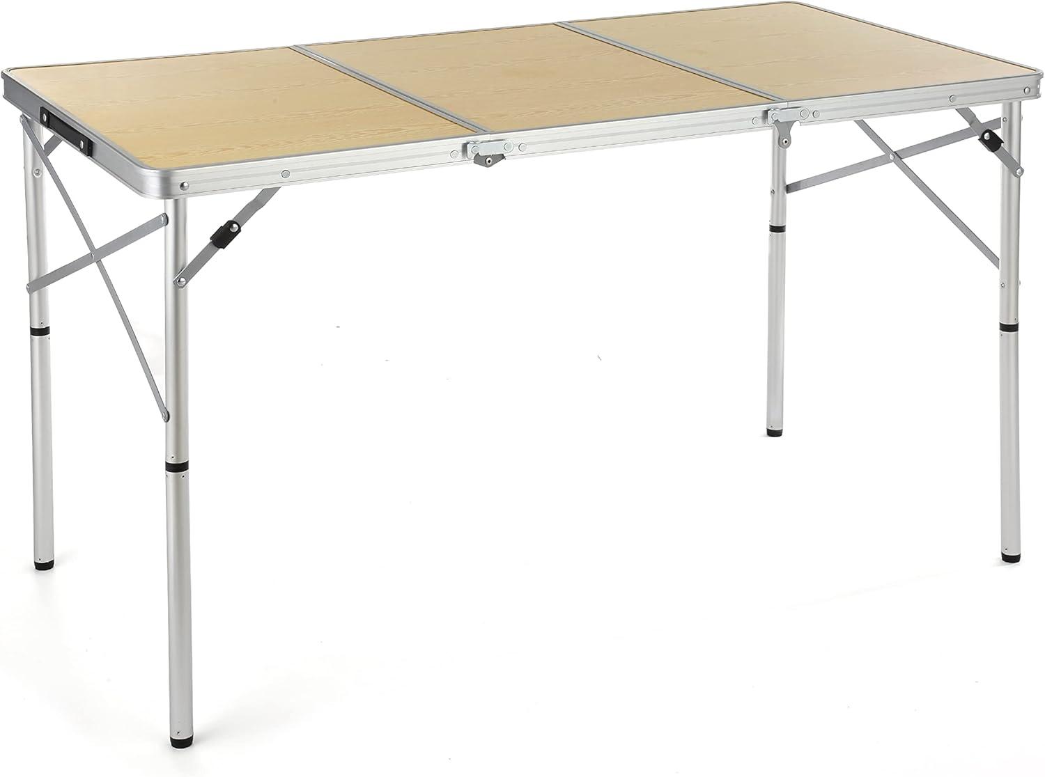 White Oak Aluminum Frame Folding Camping Table with Carrying Case