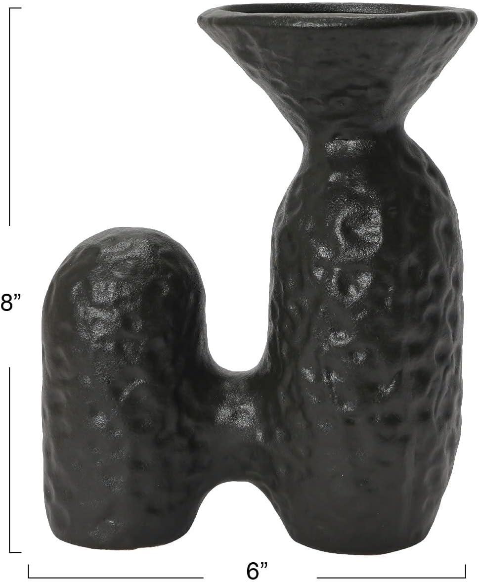 Bloomingville Textured Stoneware Sculptural Vase, Matte Black