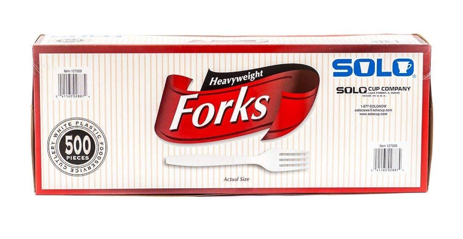 SOLO Heavyweight Plastic Forks - 500 Count, Strong & Durable Disposable Cutlery for Any Occasion