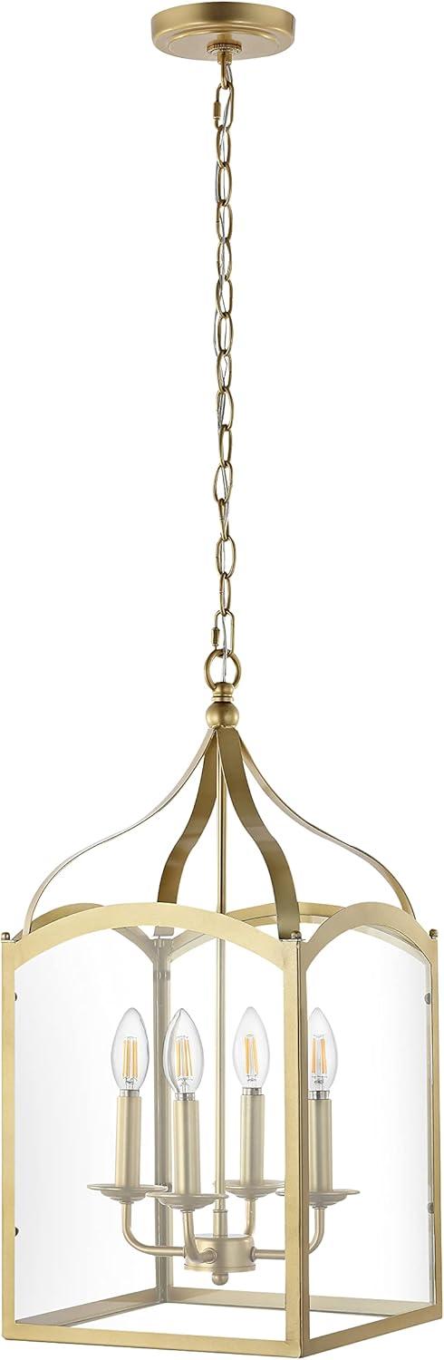 Ruth 11" Antique Gold Metal & Clear Glass LED Pendant Light