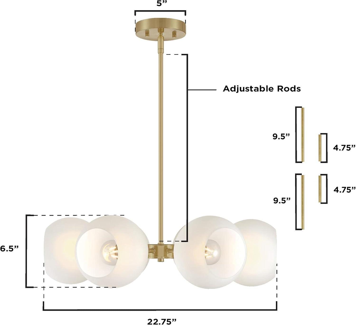 Westinghouse Westinghouse Lighting 6128100 Dorney Transitional Six Light Indoor Chandelier, Champagne Brass Finish, Frosted Glass