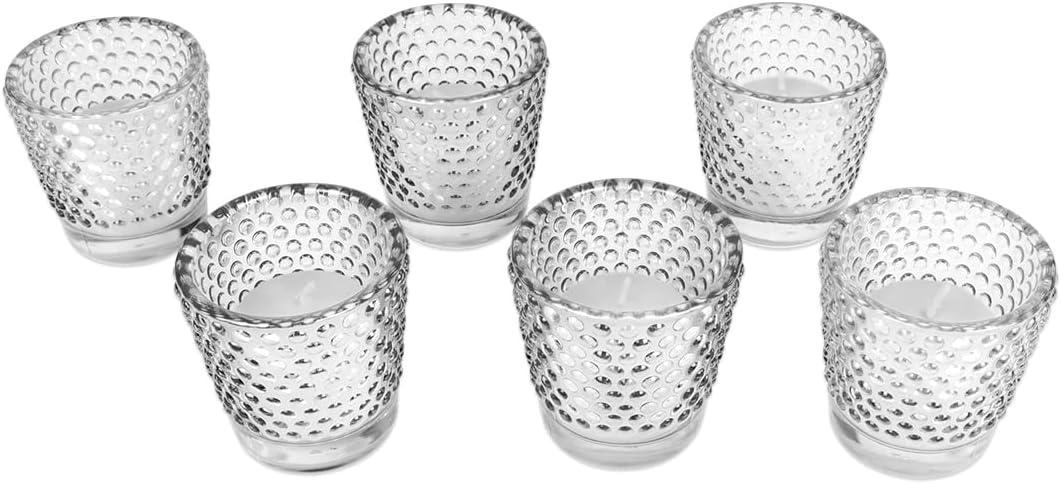 Koyal Wholesale Hobnail Glass Candle Holder (Pack of 6), 2.5 x 2.4"