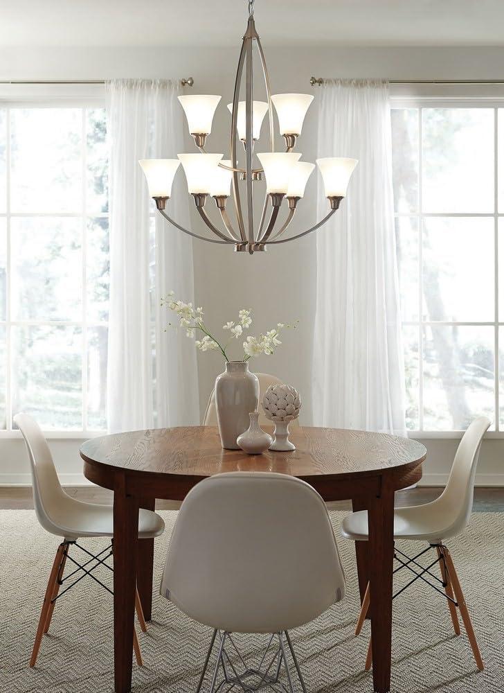 Autumn Bronze 3-Light Chandelier with Satin Etched Glass Shades