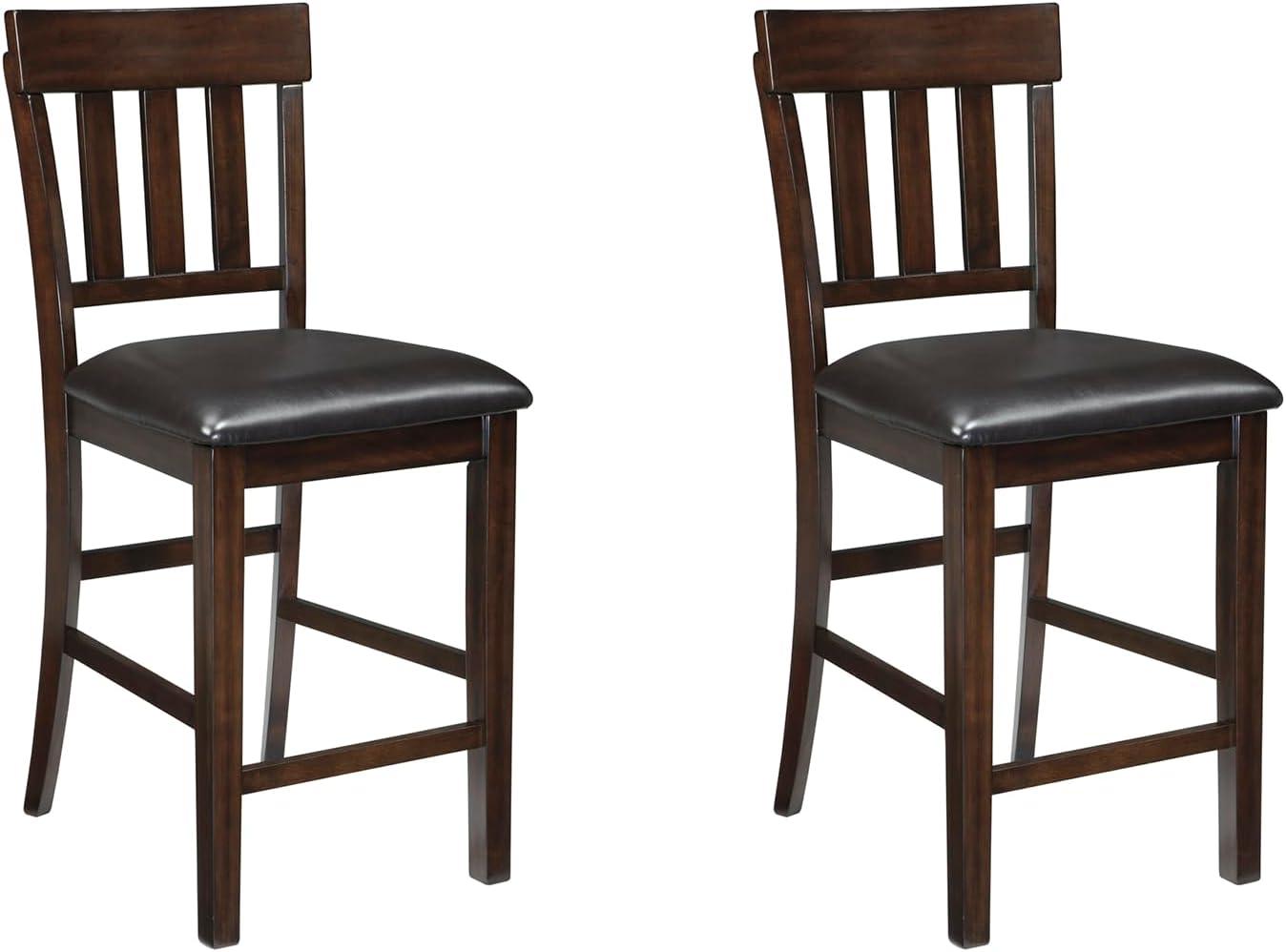 Signature Design by Ashley Haddigan Counter Height Upholstered Barstool, Set of 2, Dark Brown