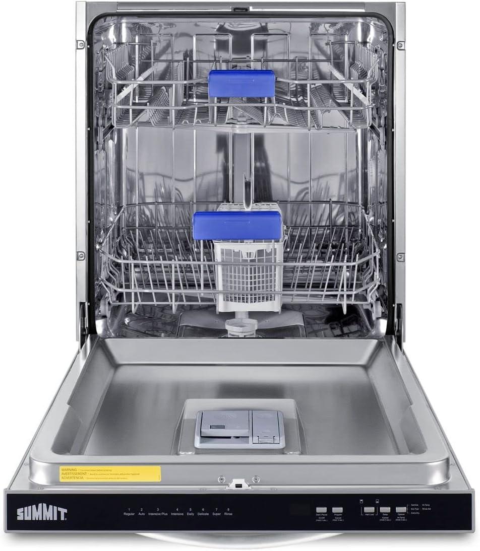 Summit Appliance 24" 47 Decibel ENERGY STAR Certified Built-In Dishwasher with Adjustable Rack Stainless Steel