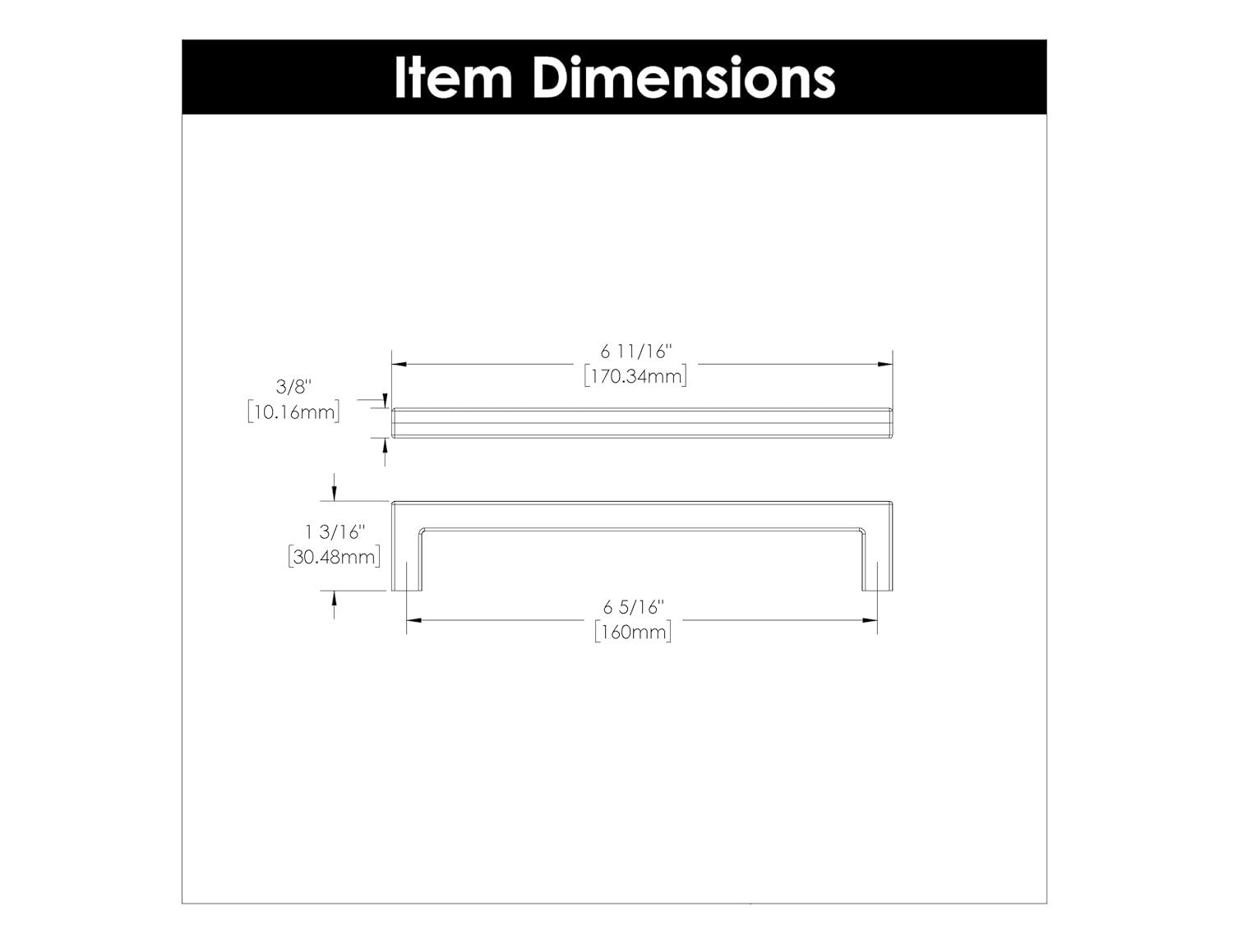 Skylight Kitchen Cabinet Handles, Solid Core Drawer Pulls for Cabinet Doors, 6-5/16" (160mm)