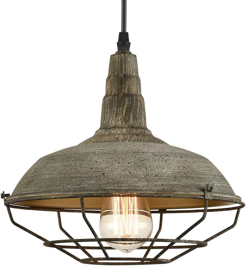 Rustic Green Metal Barn Pendant Light with Adjustable Cord