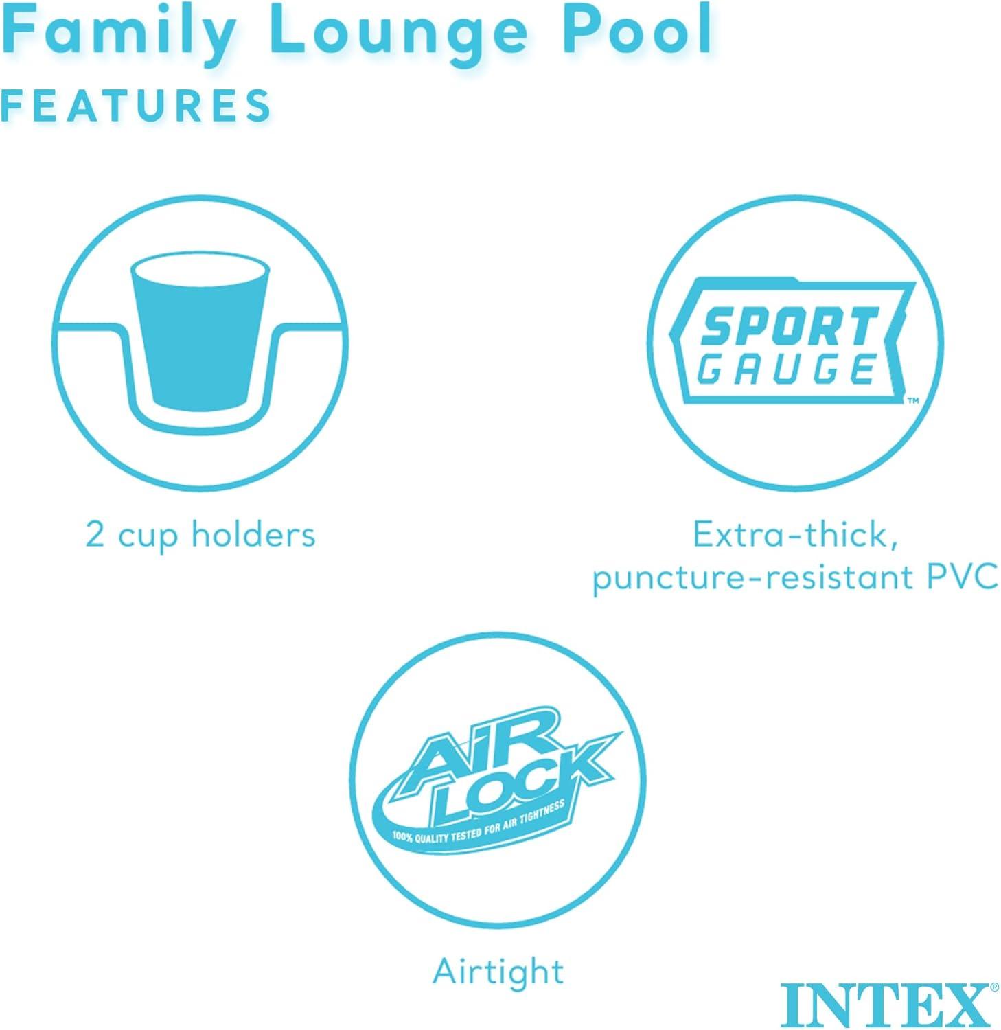 Intex Swim Center Inflatable Family Lounge Pool with Built In Bench and 8' Cover