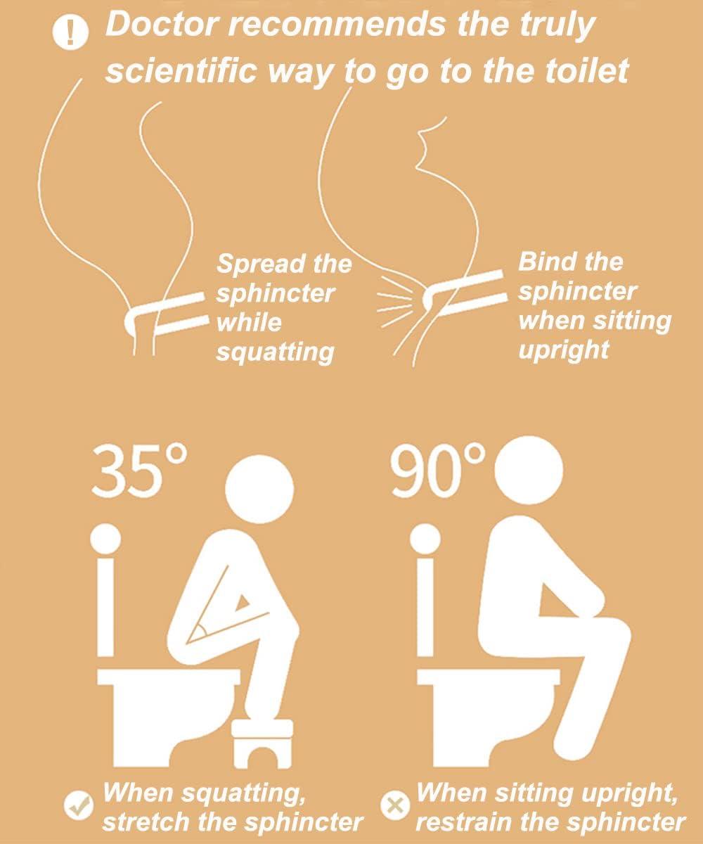 Bamboo Toilet Stool for Adults, 6.5" Toilet Stool Squat Adult Kids, Portable Simple Curve Squat Toilet Potty Stool, Non-Slip Poop Stool for Bathroom, Improve Squatting Posture and Comfort (Wood)