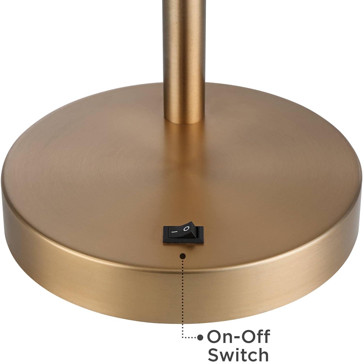 360 Lighting Colborne Modern Mid Century Desk Table Lamp 28" Tall Antique Brass Black with USB Charging Port LED for Bedroom Living Room Bedside Kids