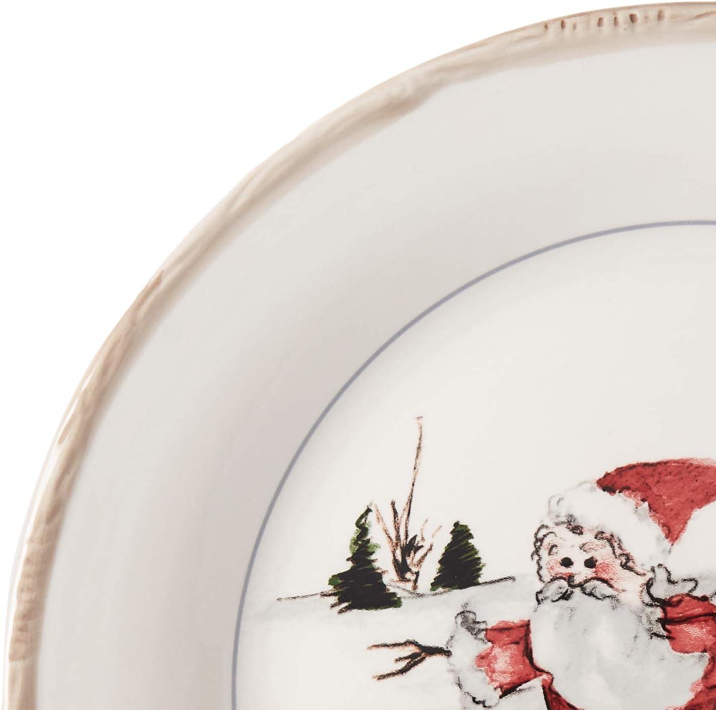 American Atelier, Round, Christmas Twig Cream Ceramic Dinnerware Set, 20-Piece