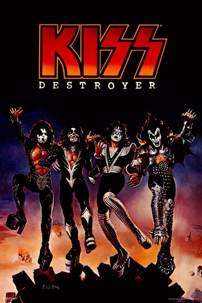 Kiss Band Destroyer Poster Album Cover Merchandise Collectibles Kiss Memorabilia Heavy Metal Music Merch 1970s Retro Vintage Cool Wall Decor Room Home Gift Cool Wall Art Print Poster 12x18