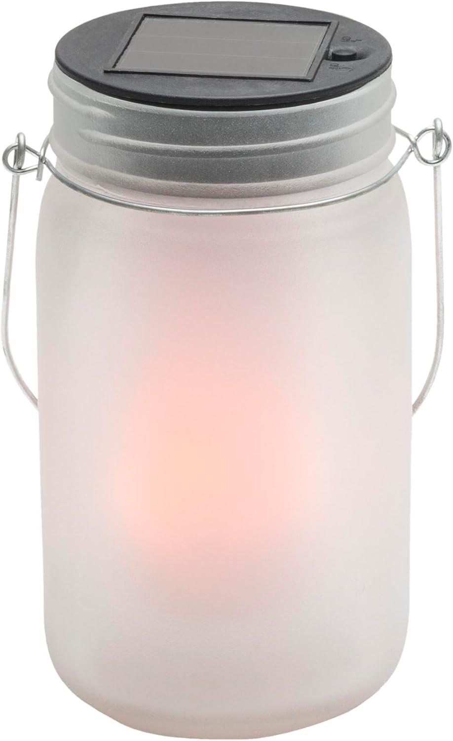 Clear Solar Powered LED Pathway Lantern Jars, Set of 2