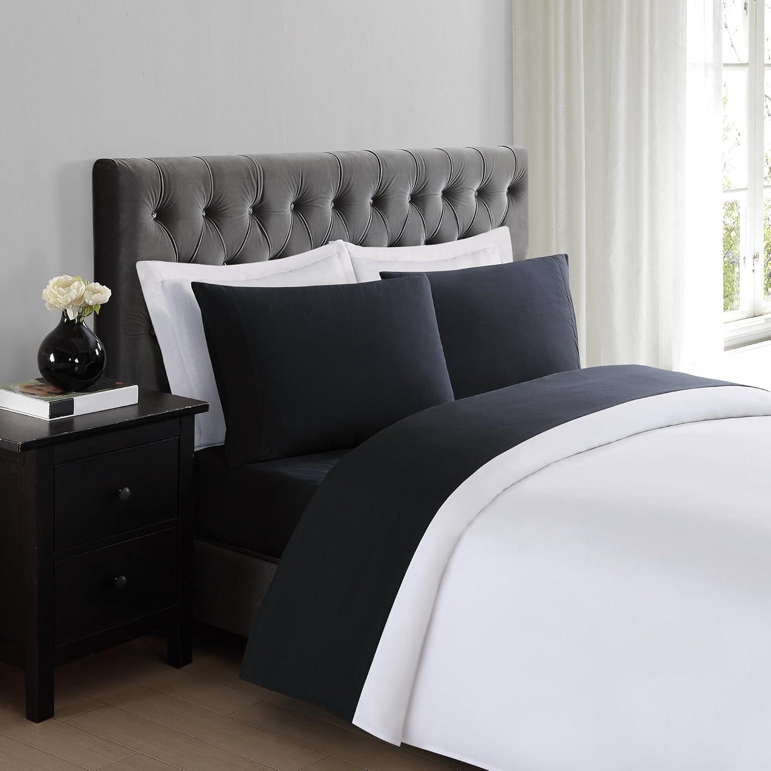 Black Queen Brushed Microfiber Polyester 4-Piece Sheet Set