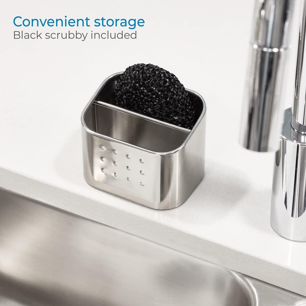 Compact Stainless Steel Sink Organizer with Sponge and Scrubber