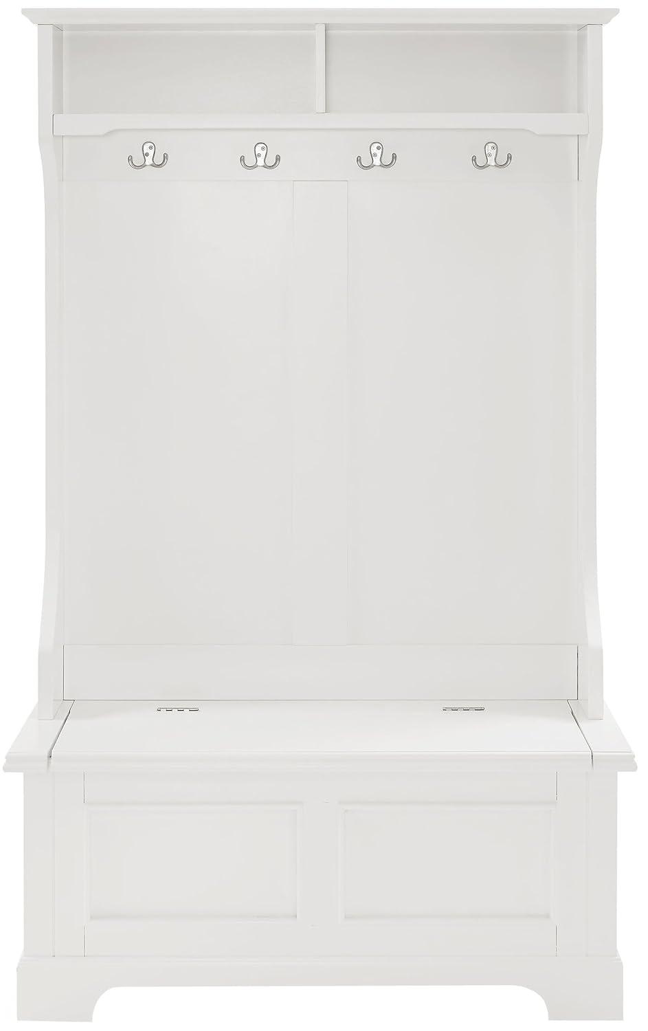 Campbell Hall Tree White - Crosley: Foyer Seating, Coat Hooks, Storage Bench, Cubbies