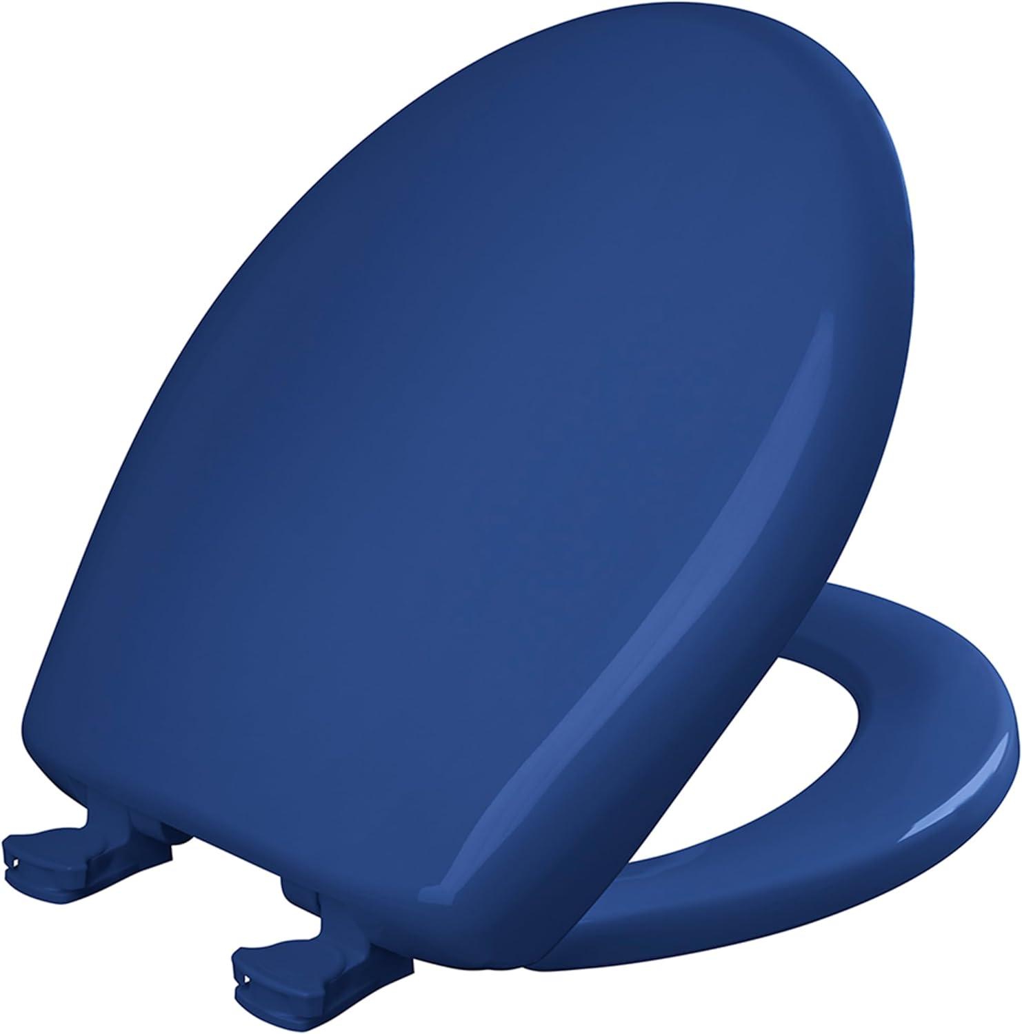 Colonial Blue Round Slow-Close Plastic Toilet Seat