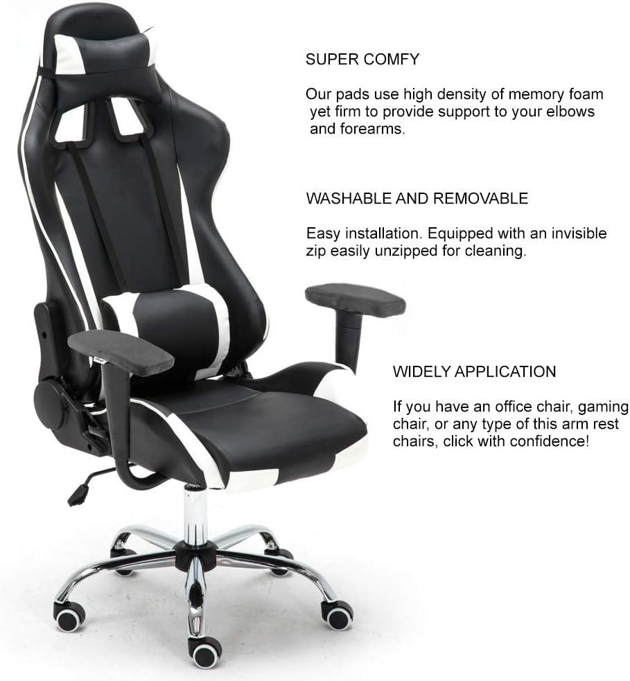 Aloudy Ergonomic Memory Foam Office Chair Armrest Pads, Comfy Gaming Chair Arm Rest Covers for Elbows and Forearms Pressure Relief(Set of 2) (Gray)