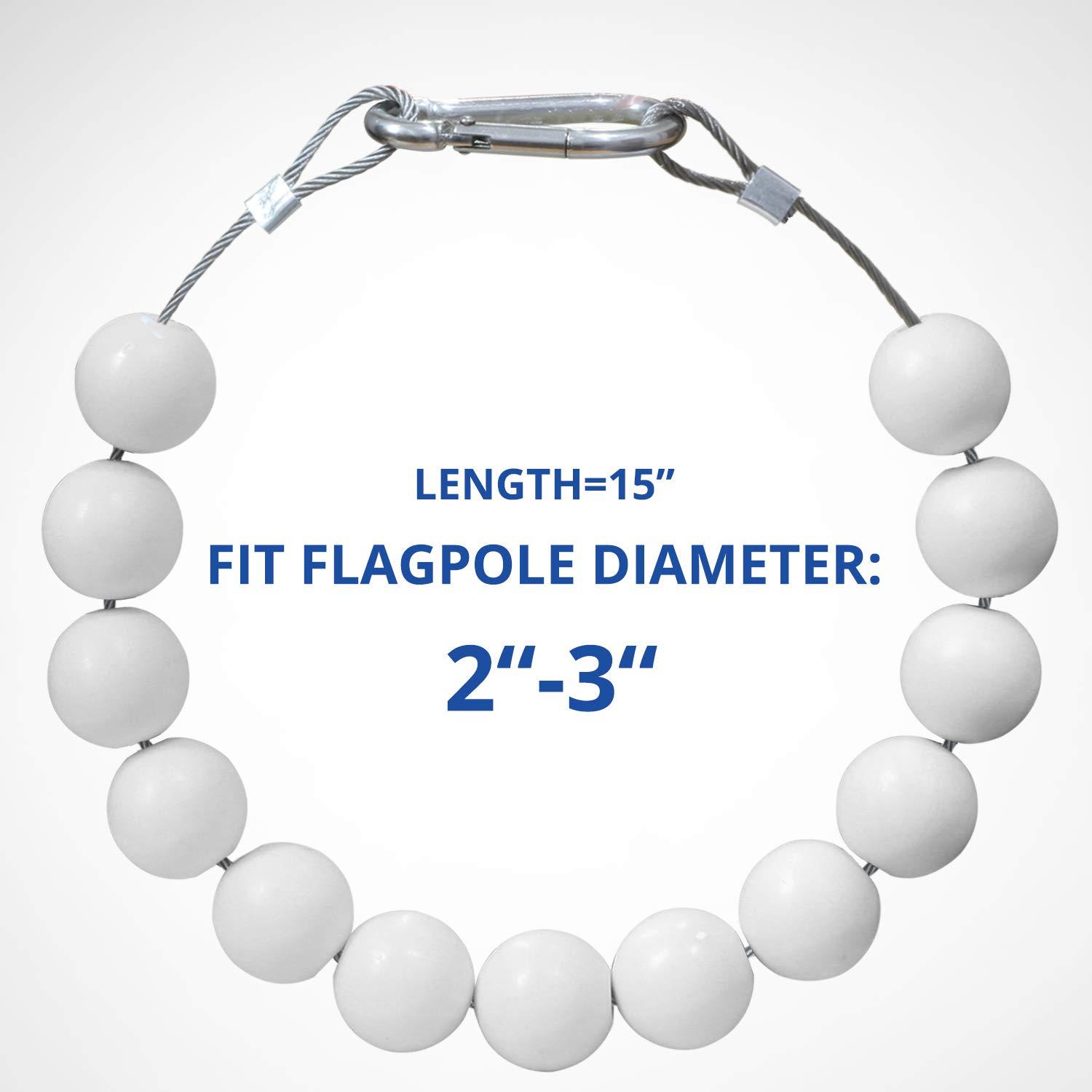Anley Flagpole Accessories - Beaded Flag Flagpole Retainer Ring for Both Internal & External Halyard Flagpole - For 2 to 3 Inch Diameter Pole
