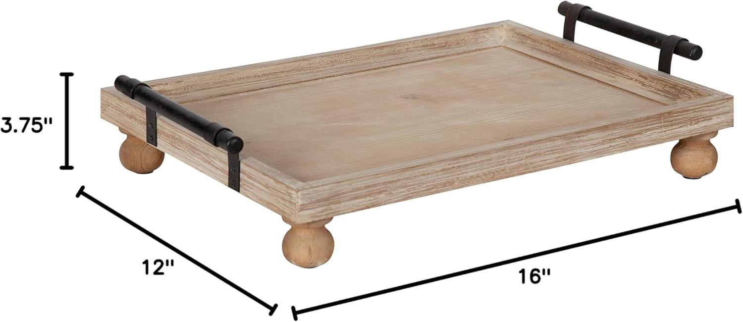 Kate and Laurel Bruillet Wooden Footed Tray