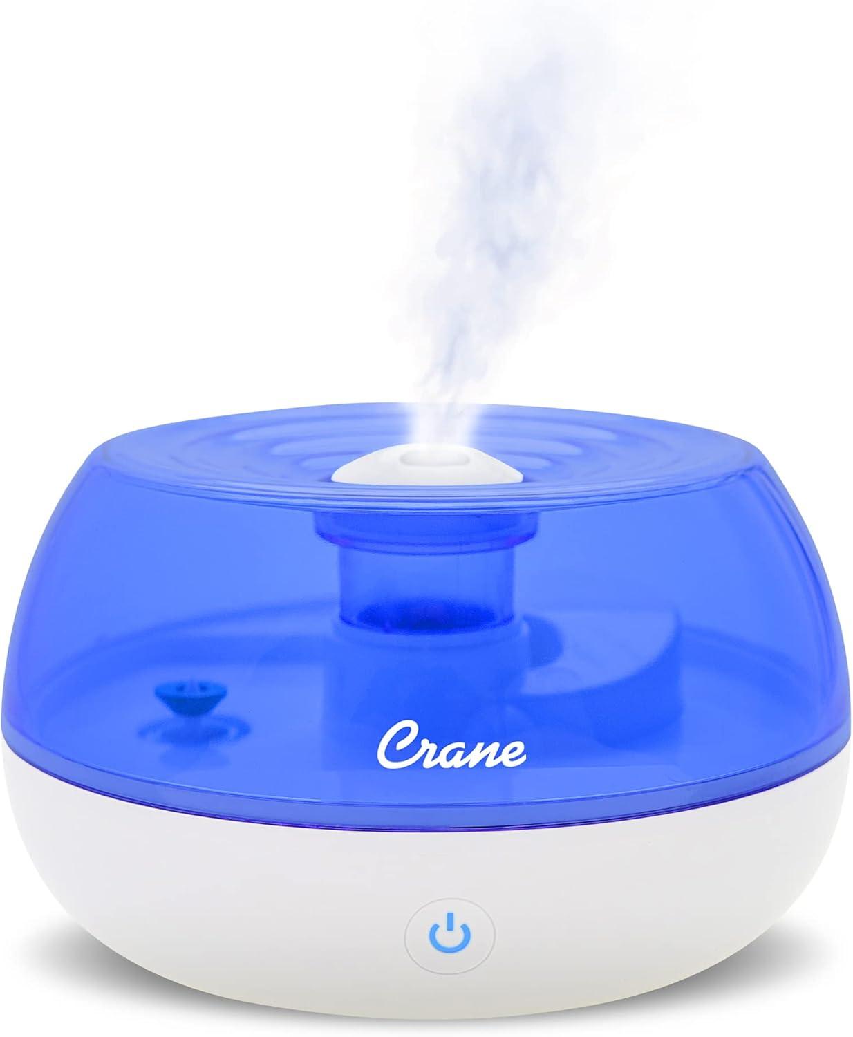 Crane USA 0.2 Gal. Personal Ultrasonic Cool Mist Humidifier for Small Rooms