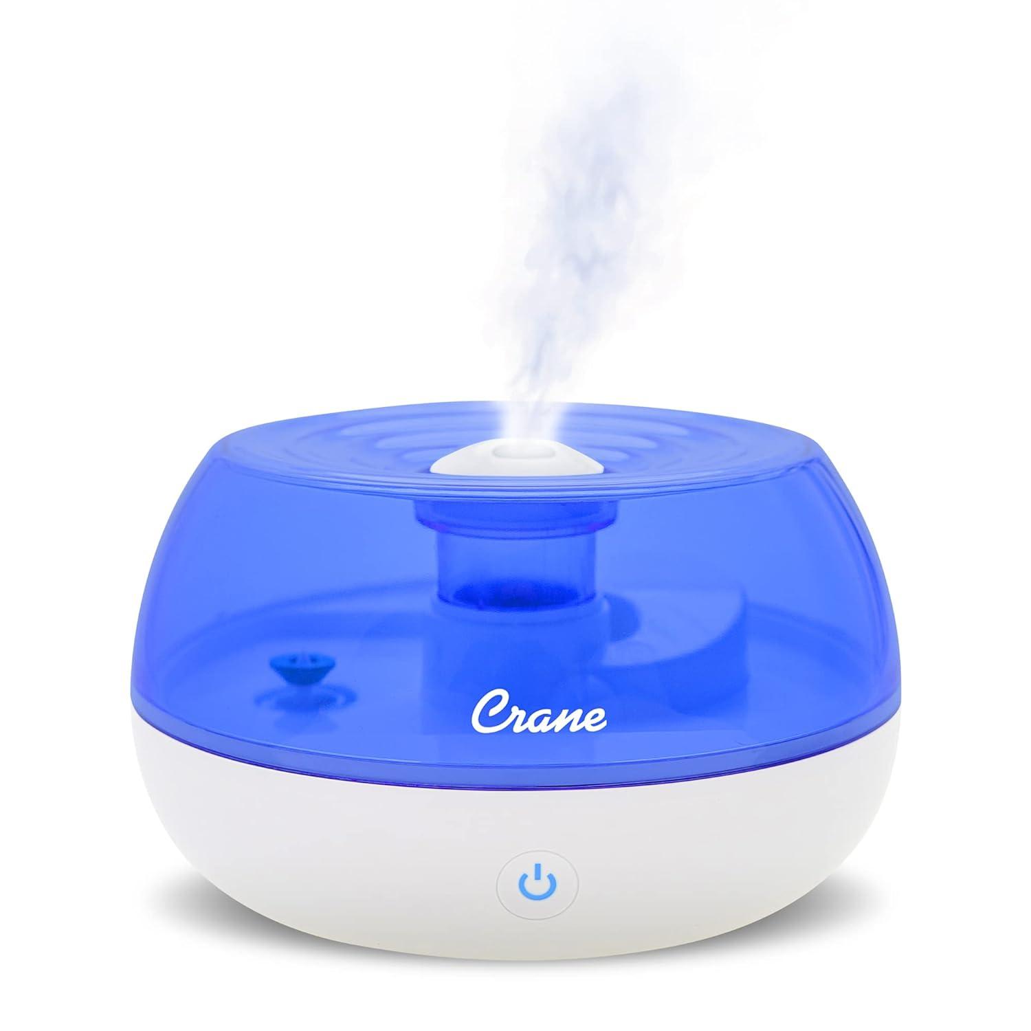 Crane USA 0.2 Gal. Personal Ultrasonic Cool Mist Humidifier for Small Rooms